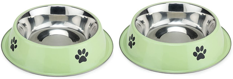 Nicolette Stainless Steel Pet Bowl(SET of 2 - 700 ml Green)