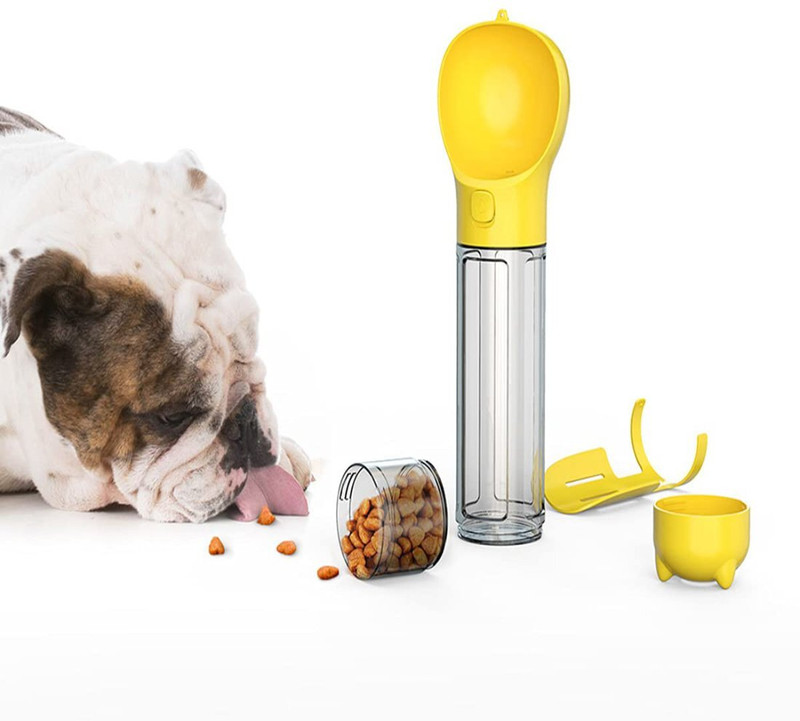 A+a pets A+a Pets’ 4in1 Water Bottle, Food, Poo Bags Storage & Poo Shovel Polypropylene Pet Bottle(500 ml Yellow)