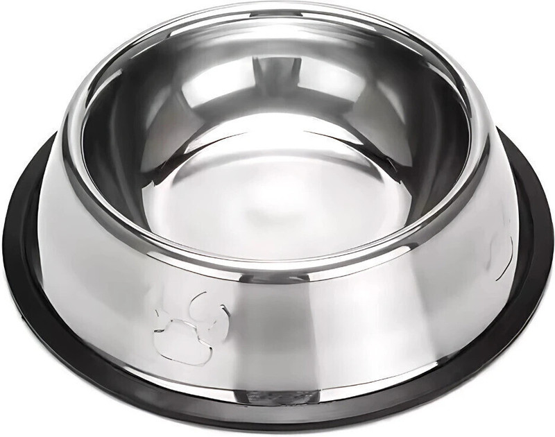 Petfun Stainless Steel Paw print Food and Water Feeding Bowl for Dogs & Cat Stainless Steel Pet Bowl(700 ml Silver)