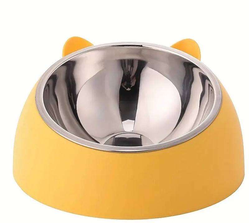 SKOFRI Pet Feeder 15° Raised Single Bowl for Cat Dog for Small Medium Dogs Kitten Plastic Pet Bowl(500 ml Multicolor)
