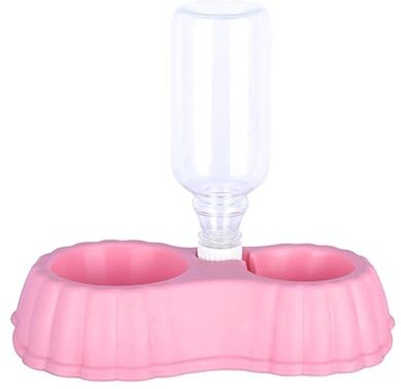 shreemahantam 500ml Portable Water Feeder Food Dispenser, Detachable Dog Water Bowl, Plastic Pet Bowl & Bottle(500 ml Pink)