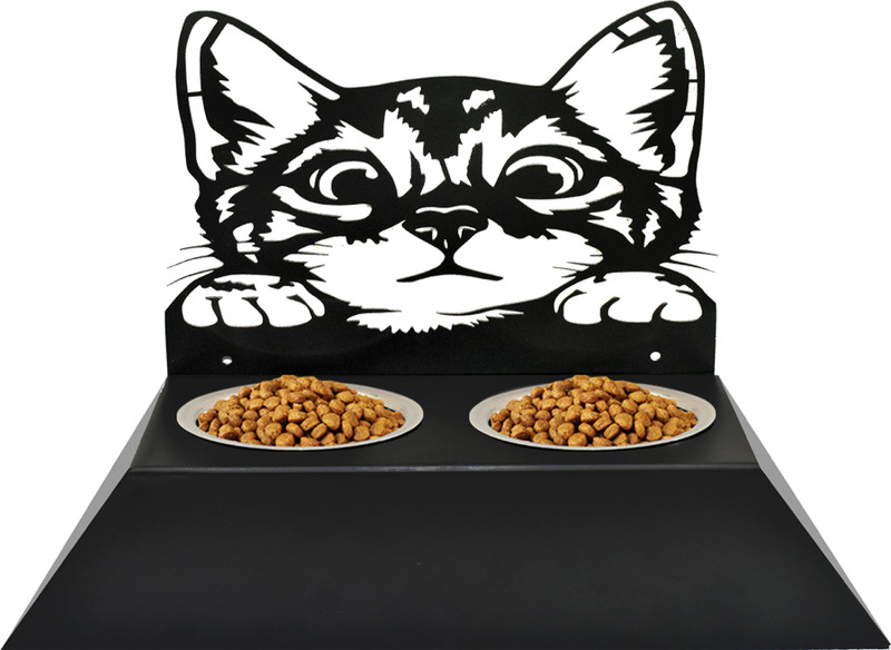 Capital Mart Metal Cat Food and Water Bowl Stand | Elevated Pet Feeder with Dual Bowls Iron Pet Bowl(800 ml Black)