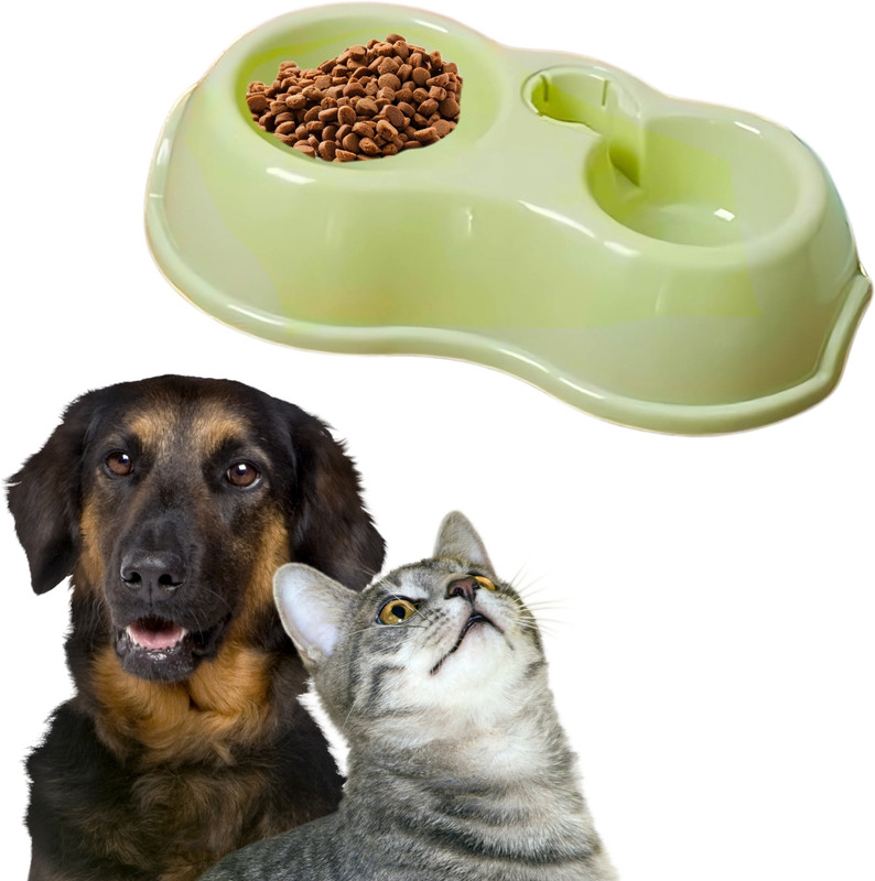 Sage Square 2 in 1 Pet Feeding Bowl – Non-Slip, Wet & Dry Food, Water, Rust-Resistant Medium Plastic Pet Bowl(500 ml Green)