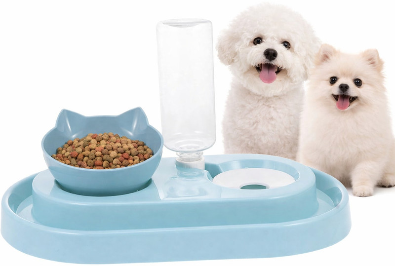 Maharaj Mall 2-in-1 Automatic Pet Feeder Bowl with Gravity Water Dispenser for Cats & Dogs Plastic Pet Bowl & Bottle(500 ml Blue)
