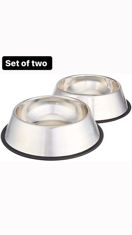 SUPER Pack Of Two (LARGE) Stainless Steel Pet Bowl(700 ml Silver)