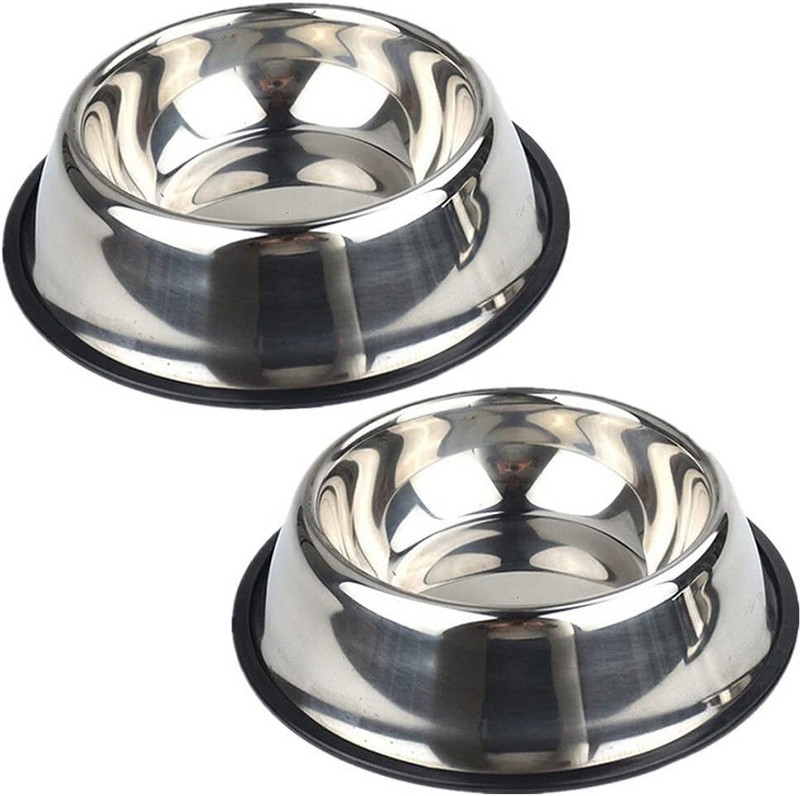 Furever Friends Stainless Steel Pet feeding Bowl EXTRA SMALL Anti Skid pet feeder 200ml Each Stainless Steel Pet Bowl(200 ml Steel, Silver)
