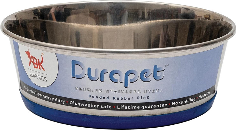 Durapet Steel Bowl with Silicone Bonding at Bottom For Dog Stainless Steel Pet Bowl(570 ml Steel)