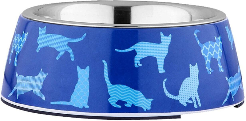 Animax Anti-Skid Stainless Steel Melamine Detachable Food Bowls for Cats - Blue (Combo Set-3) 1 Small, 1 Medium, 1 Large Round Shape Bowl Stainless Steel Pet Bowl(1100 ml Blue)