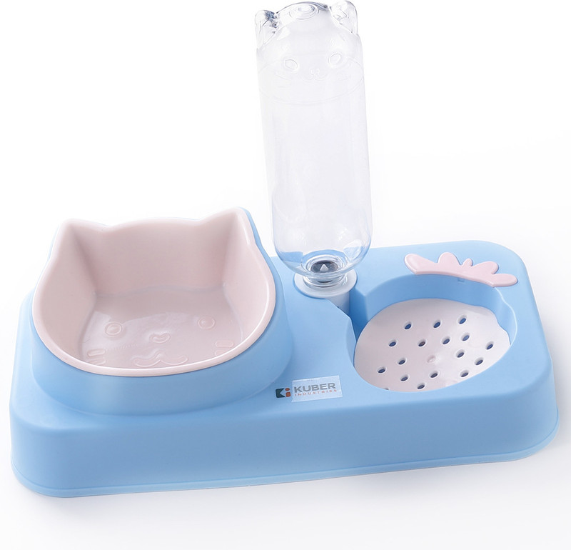 KUBER INDUSTRIES 2-in-1 Cat & Dog Bowl Set With Replaceable Water Bottle|Premium PP &ABS Plastic| Polypropylene Pet Bowl & Bottle(500 ml Green)