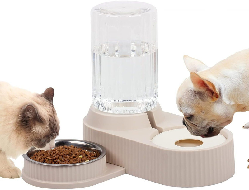 KIZJORYA Cat Bowl Kittens, Small & Large Dogs, Puppies - Easy to Clean - Wet or Dry Food Plastic Pet Bowl & Bottle(1.8 L Multicolor)