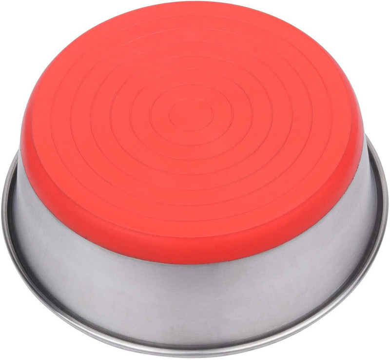 Naaz pet world Heavy Dog Bowl Red Export Quality with 100% Silicon Bonded Rubber Base Stainless Steel Dog Food Bowl Feeder Bowls Pet Bowl for Feeding Dogs Cats and Pets Round Stainless Steel Pet Bowl(2500 ml Red)