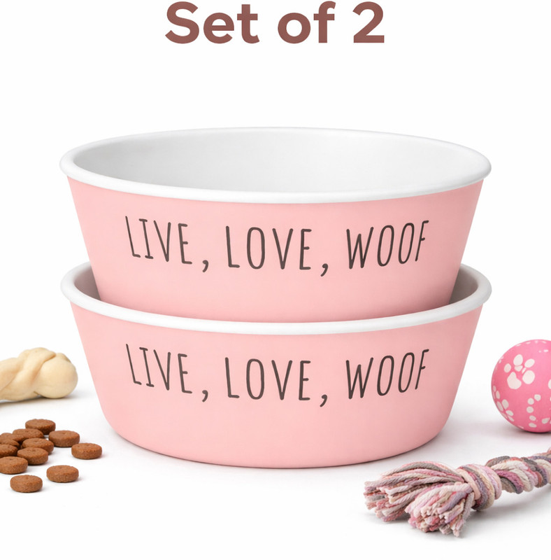 KiddoPaws Pet Bowl Stainless Steel Pet Bowl(0.9 ml Pink)