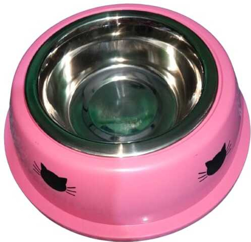Petsoft Stainless Steel PAW Printed Dog Anti Skid Food Water Feeding Bowl Stainless Steel Pet Bowl(900 ml Silver)