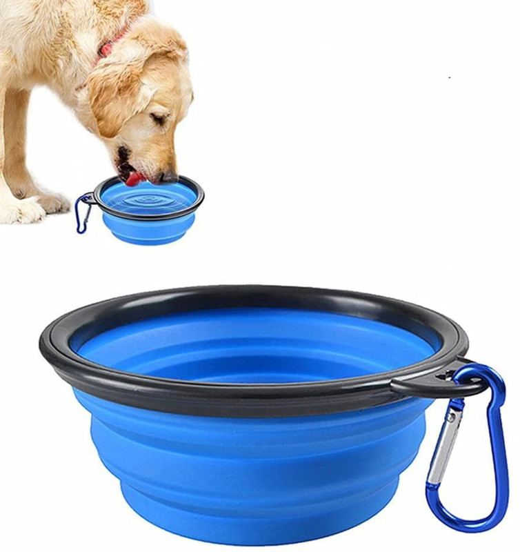 The Furr Company Foldable Food Bowl for Dogs & Cats – Travel, Outdoor, Durable, Easy to Carry Silicone Pet Bowl(350 ml Blue)