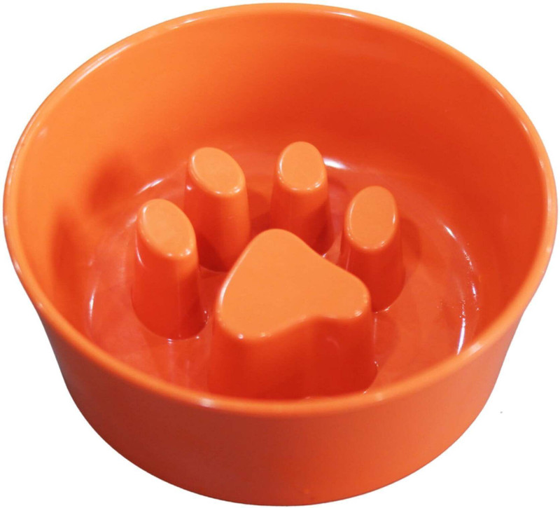 Mystic Paws Paw Design Slow Feeding, Plastic Pet Bowl(400 ml White)