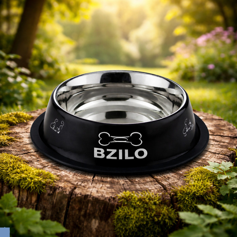 BZILO Stainless Steel Pet Bowl Anti-Skid Feeding Bowl for Dogs, Puppy & Cats Bowl D41 Stainless Steel Pet Bowl(700 ml Black)