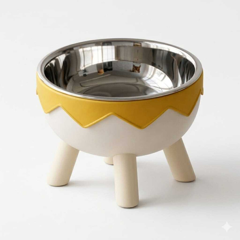 Nutripetix Nutripetix Premium Elevated Stainless Steel Dog & Cat Bowl (Yellow & White) Stainless Steel, Plastic Pet Bowl(400 ml Yellow)