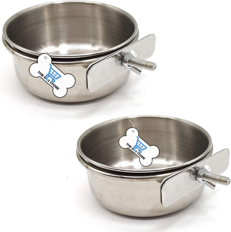 THE DDS STORE 2PCS Bird Feeding Dish Cups, Stainless Steel Bowl Coop Cup, Bird Cage Water Bowl Stainless Steel Pet Bowl(150 ml Silver)