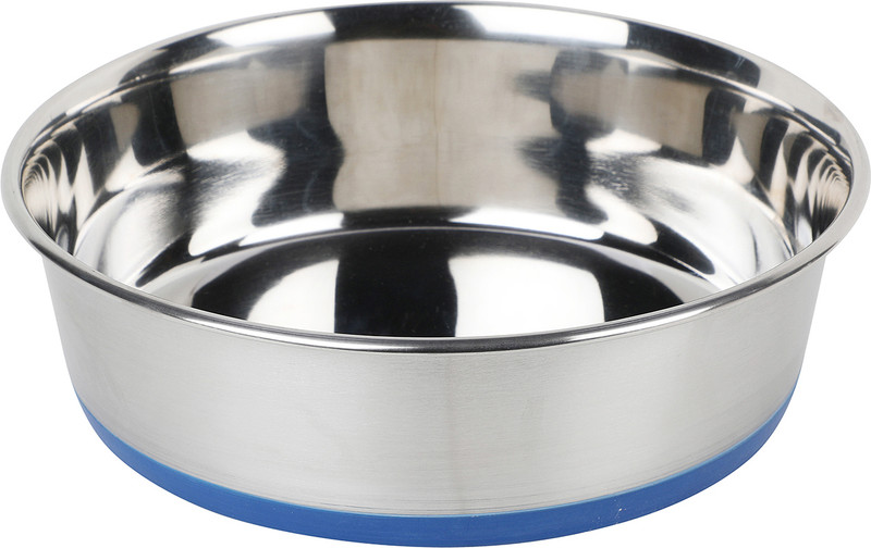 Naaz pet world Heavy Dog Bowl Blue Expwith ort Quality 100% Silicon Bonded Rubber Base Round Stainless Steel Pet Bowl(2500 ml Blue)