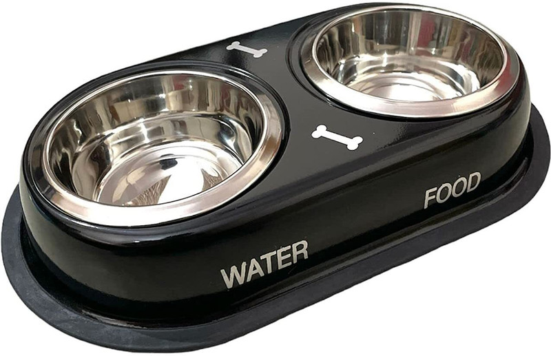 SKP DOG &CAT BOWL DURABLE DINER Stainless Steel Pet Bowl(400 ml Black)
