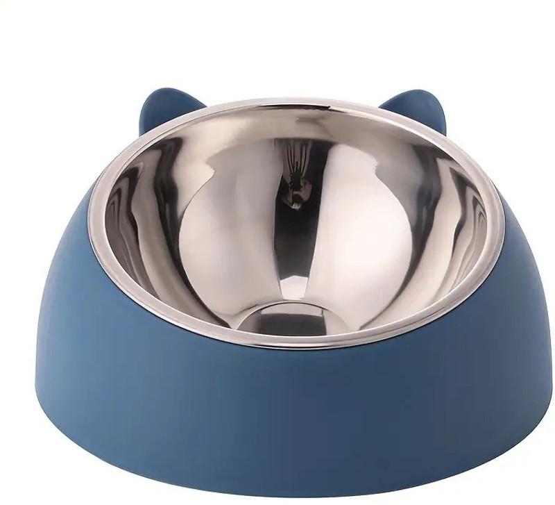 SKOFRI Dog Food Bowl Stainless Steel Tilted Feeding for Little Pet 15° Elevated Dish Plastic Pet Bowl(500 ml Multicolor)