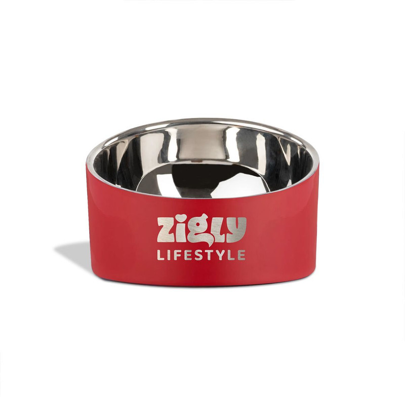 ZIGLY Lifestyle Ultimate Double Walled Cat Bowl Steel Pet Bowl(250 ml Red)