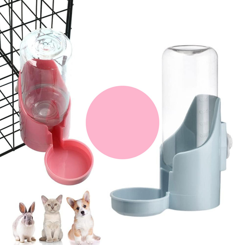 Pet Guard Pet Water Bottle 500ml Hanging] Automatic Water Dispenser Removable Plastic Pet Bowl & Bottle(500 ml Multicolor)