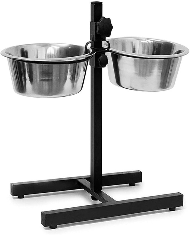 bowlfull buddies 2800ml Adjustable Pets Bowl H-Base Stand with Stainless Steel Removable Bowls Stainless Steel Pet Bowl(2800 ml Silver)