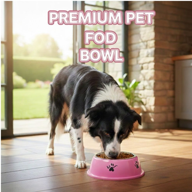 Brozoo Pets Feeding Bowl with Anti-Skid Base Steel, Plastic Pet Bowl(700 ml Pink)