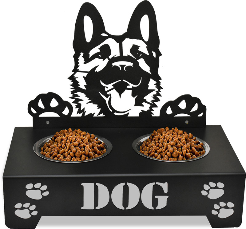 Capital Mart Metal Dog Food and Water Bowl Stand | Elevated Pet Feeder with Dual Bowls Iron Pet Bowl(800 ml Black)