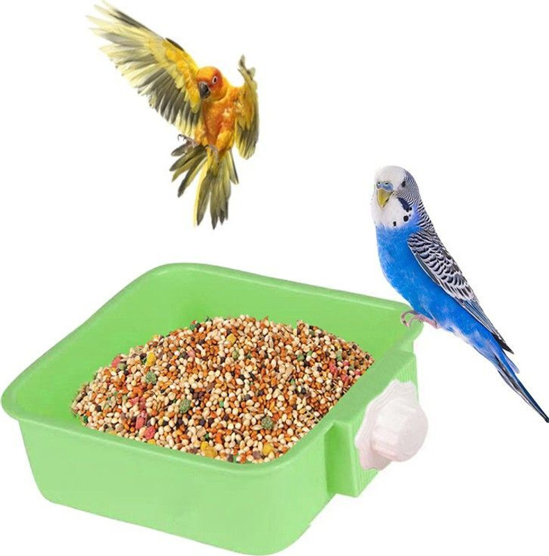 Sage Square Plastic Pet Bowl(300 ml Green)