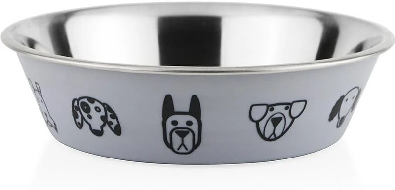 PAWPOURRI Printed Fusion Water and Food Feeding Shell Bowl for Adult Dogs & Pets Stainless Steel Pet Bowl(1500 ml Black)
