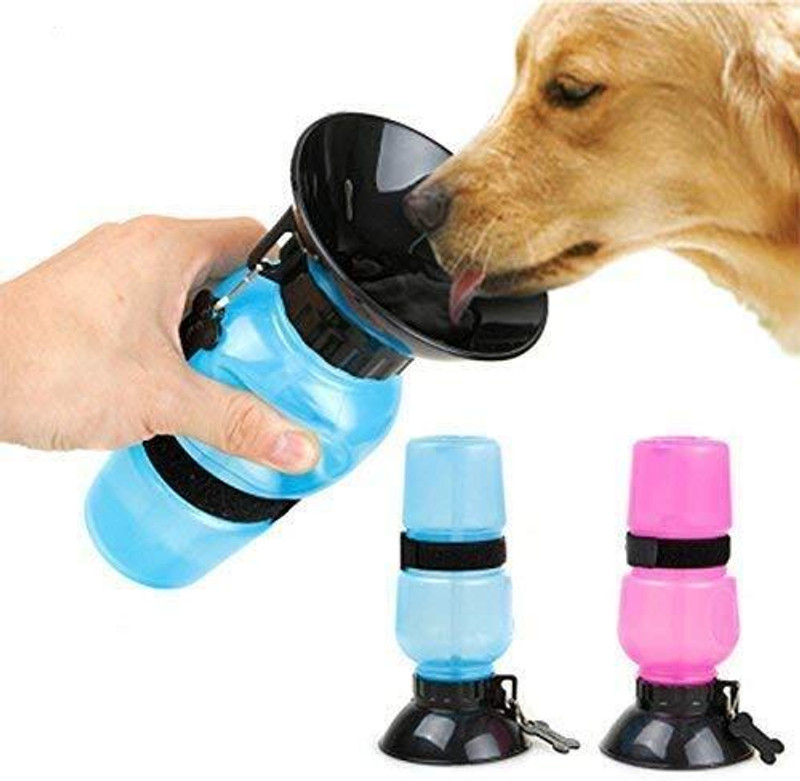 FURFOX Dog Water Bottle With Bowl LeakProof Drinking Water Bottle Dispenser Plastic Pet Bowl & Bottle(567 ml Multicolor)
