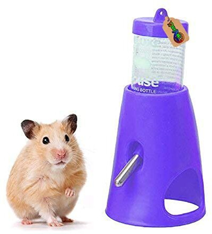 DreamAuro Water Bottle with Stand, Hideout/Hide House for Hamster, Guinea Pig, Rabbit Plastic Pet Bowl & Bottle(80 ml Blue)