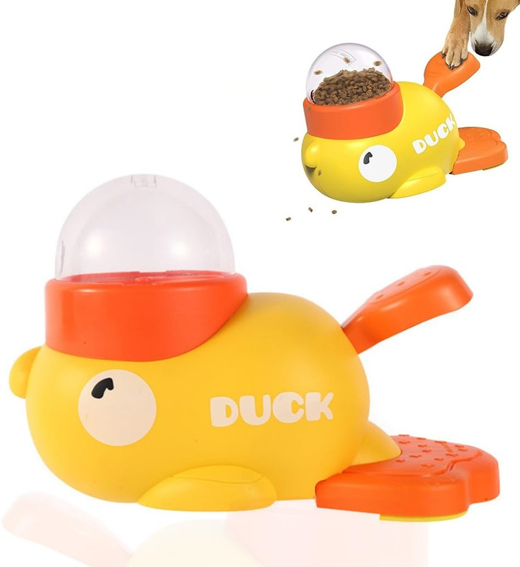 CARTSPACE DuckSmart Interactive Pet Treat Dispenser Silicone Pet Bowl(120 ml Multicolor)