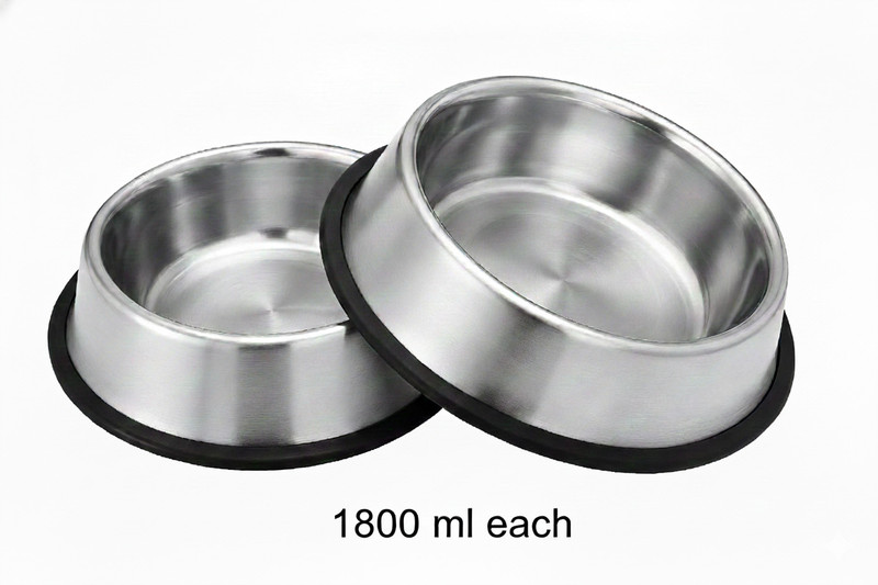 FurZilla Stainless Steel pet bowl 5 No. (Pack of 1) Stainless Steel Pet Bowl(2400 ml Steel)