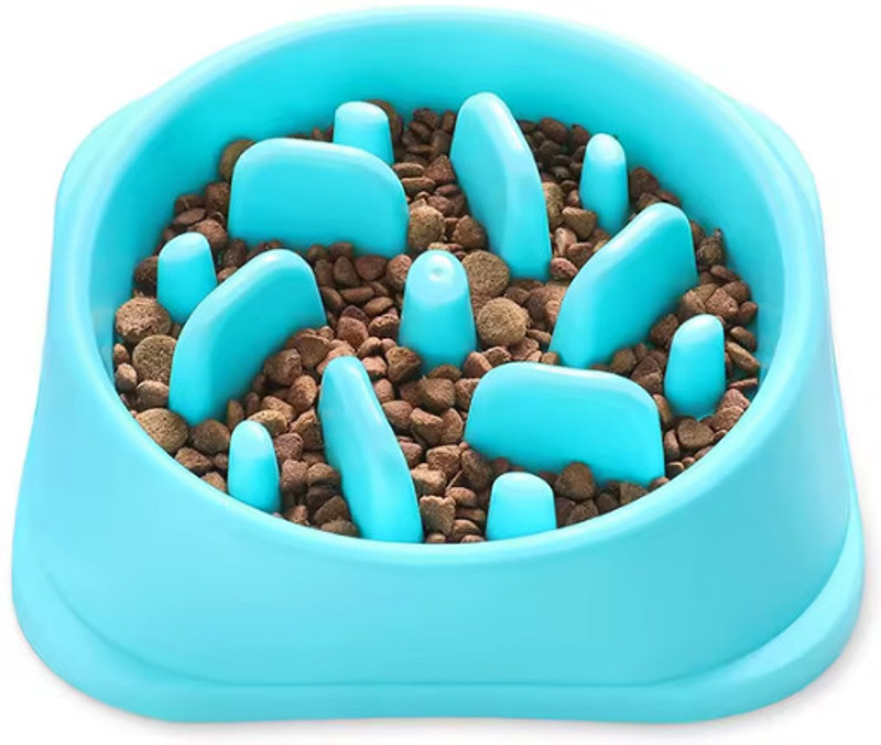 DogTrust 1 pcs slow dog food feeder non slip base plastic dog bowl random color Plastic Pet Bowl(250 ml Multicolor)