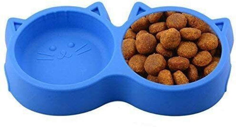 SKP Double Bowl Food & Water Feeder 2-in-1 Bowl for Dogs Plastic Pet Bowl(300 ml Multicolor)