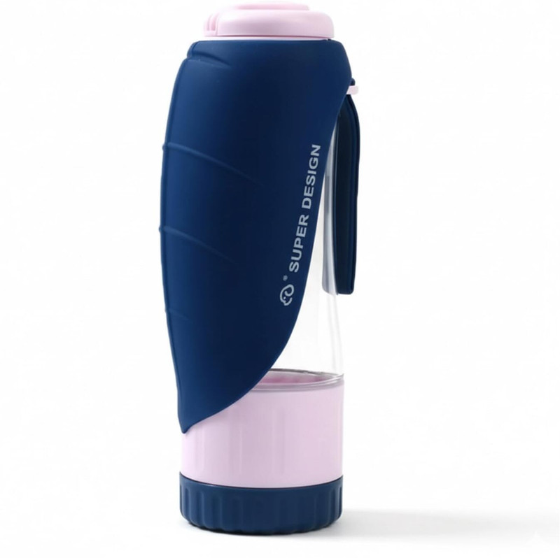 Furry Life Portable Pet Water Bottle with Built-in Drinking Cup Plastic Pet Bowl & Bottle(330 ml Blue)