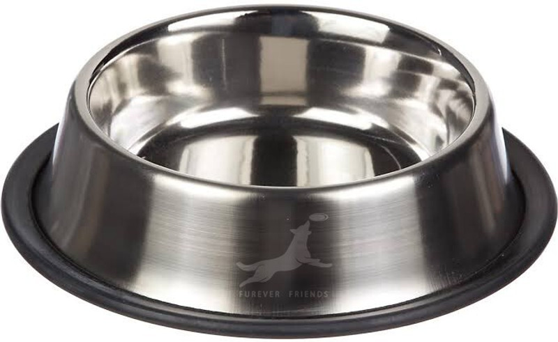 chullbull pet products Stainless Steel Pet feeding Bowl 400ml Anti Skid pet feeder 400ml (SET OF 2 ) Stainless Steel, Silicone Pet Bowl(400ML ml Steel, Silver)