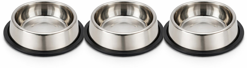 FurVibes FURVIBES Combo 3 X 400ML Dog/Cat feeding Bowl Stainless Steel Pet Bowl(400 ml Steel)