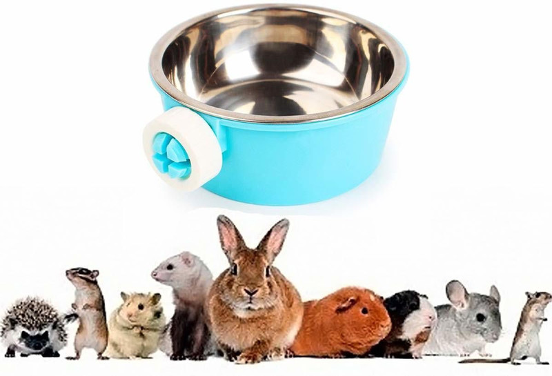 Sage Square Plastic, Stainless Steel Pet Bowl(100 ml Pink)