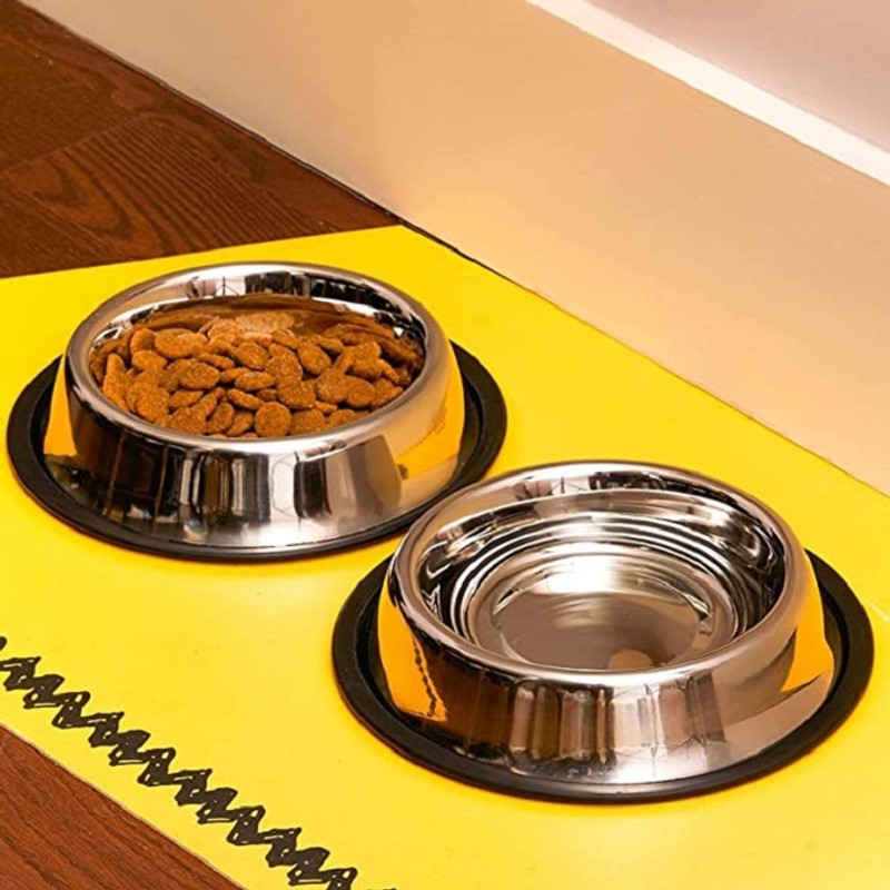 TRAUM Stainless Steel Pet Bowl(700ml,Silver), Durable and Non-Skid Base Stainless Steel Pet Bowl(700 ml Silver)