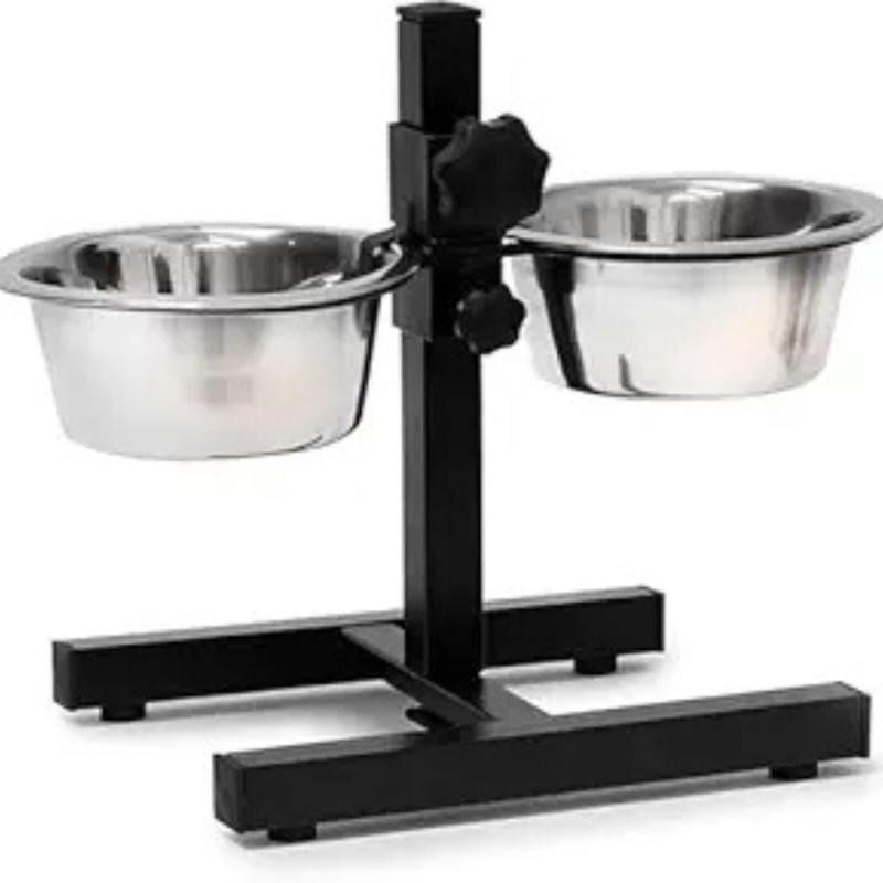 bowlfull buddies 1600ml Adjustable Pets Bowl H-Base Stand with Stainless Steel Removable Bowls Stainless Steel Pet Bowl(1600 ml Silver)