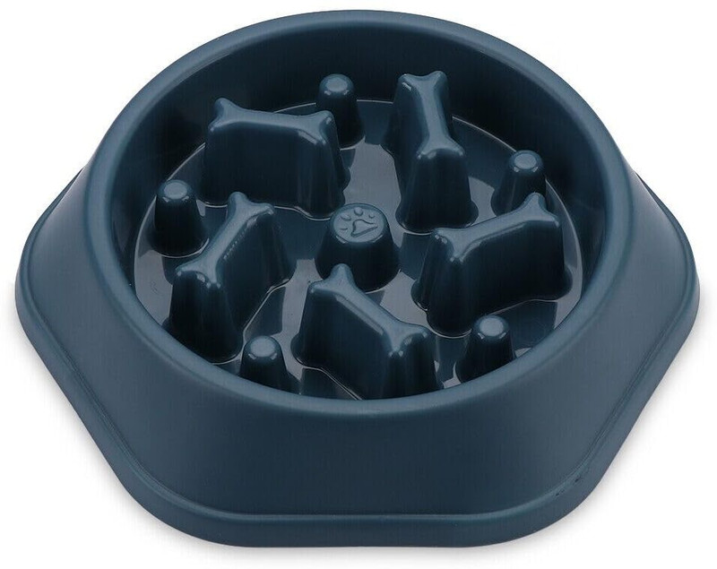 Augen Polypropylene Pet Bowl(Slow Feeding Dog & Cat Bowl Anti-Choking Interactive Non-Slip Washable (Blue) ml Blue)