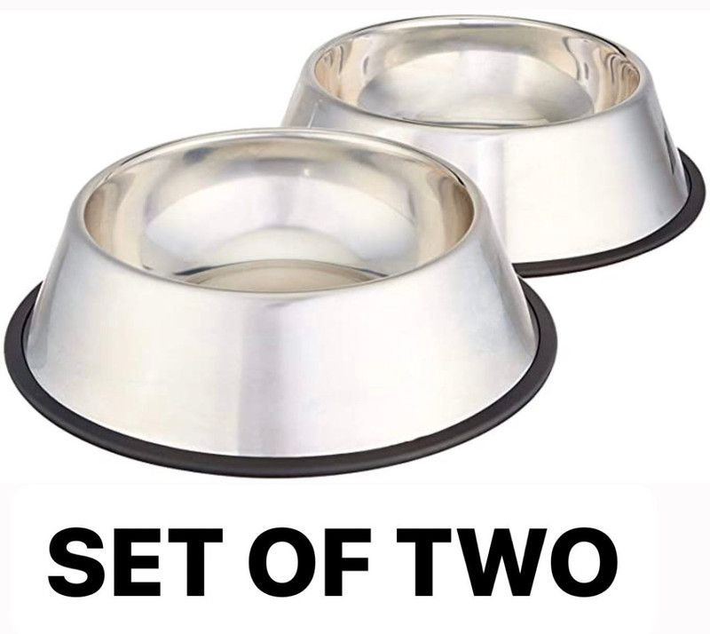 SUPER Combo Pack Of Two (MEDIUM) Stainless Steel Pet Bowl(510 ml Steel)