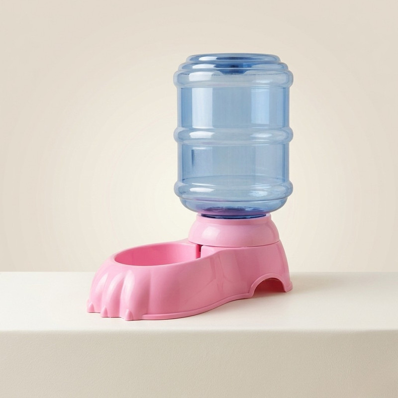 Fariox Plastic Pet Bowl & Bottle(500 ml Pink, White)