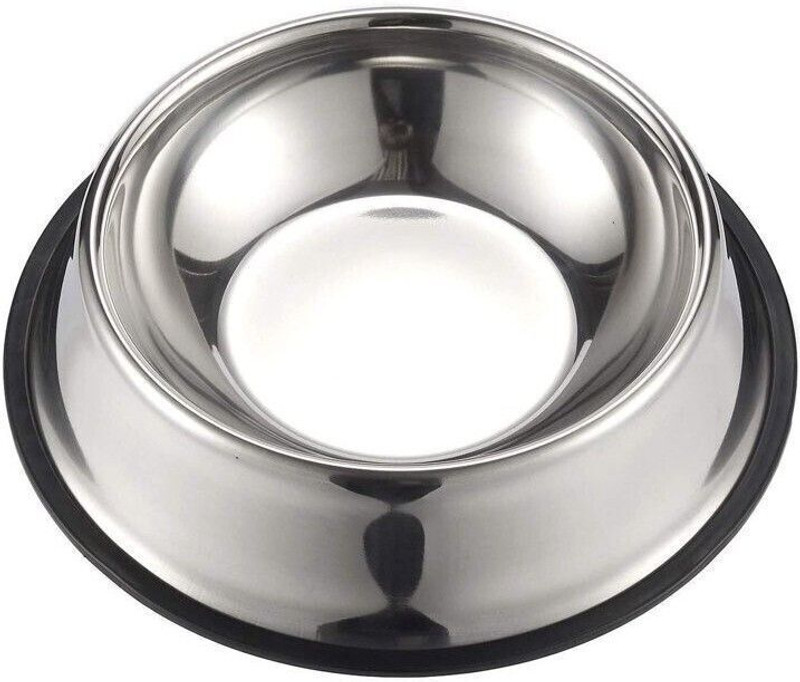 Vigourholistic dog and cat pet bowls for food & water, anti-skid with 1 additional rubber Stainless Steel Pet Bowl(200 ml Silver)