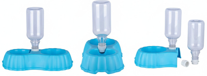 HomeFast 2-in-1 Automatic Pet Waterer & Food Bowl Set Plastic Pet Bowl & Bottle(500 ml Multicolor)