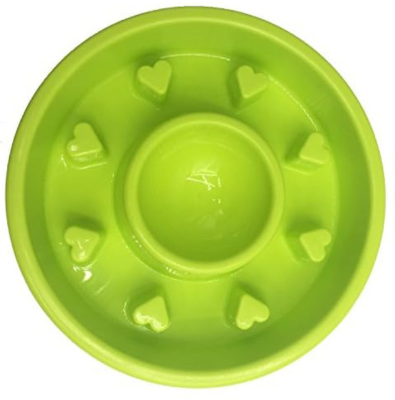 PSK PET MART 1 pcs dog heart shaped food bowl 250 ml capacity dog rubber non slip food bowl Polyresin Pet Bowl(250 ml Green)